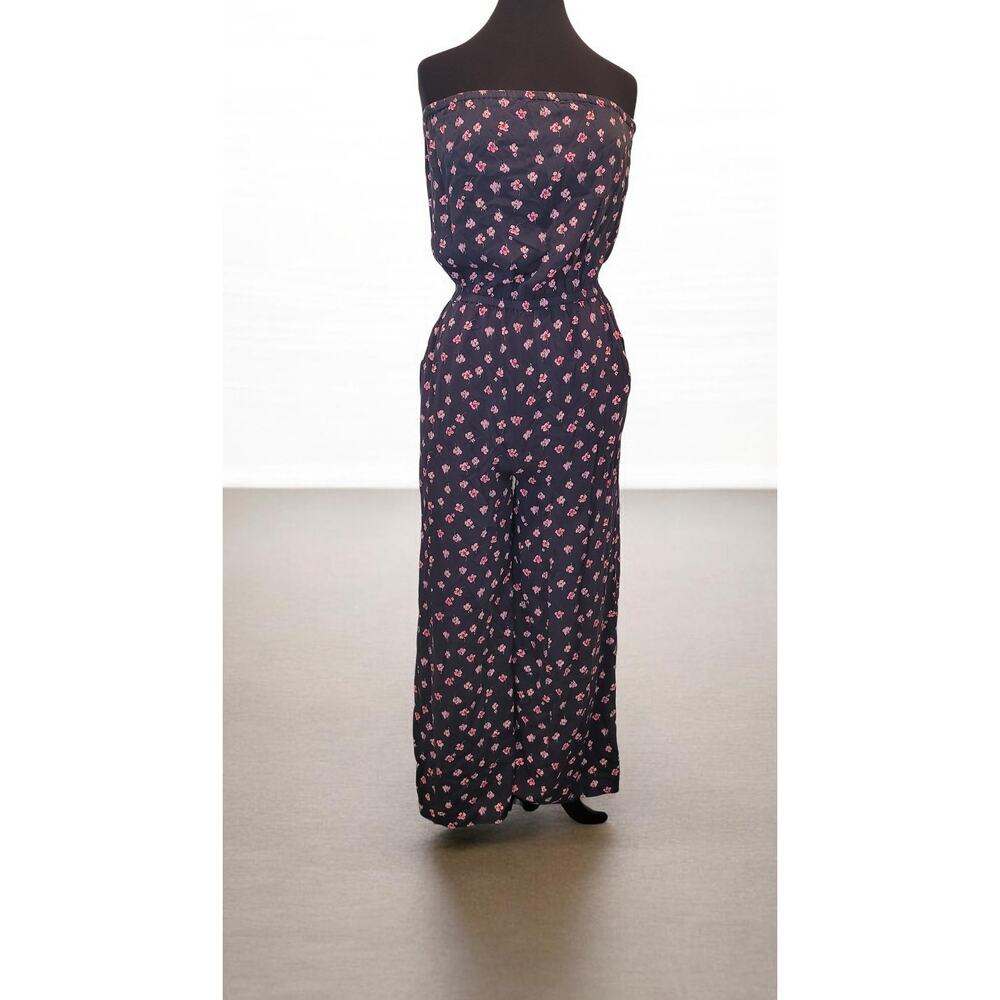 Spiritual Gangster Floral Strapless Jumpsuit S Wide Leg Boho Summer Festival